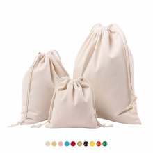 Custom Printed Logo Canvas cotton muslin String Drawstring pouch Shoe Dust Drawstring Bag